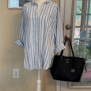 Aerie Blue and White Striped Shirt